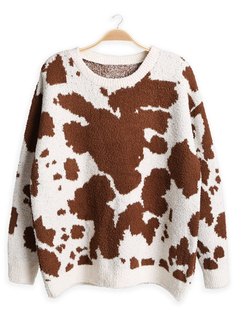 Cow Pattern Crew Neck Sweater - Picture 2 of 7